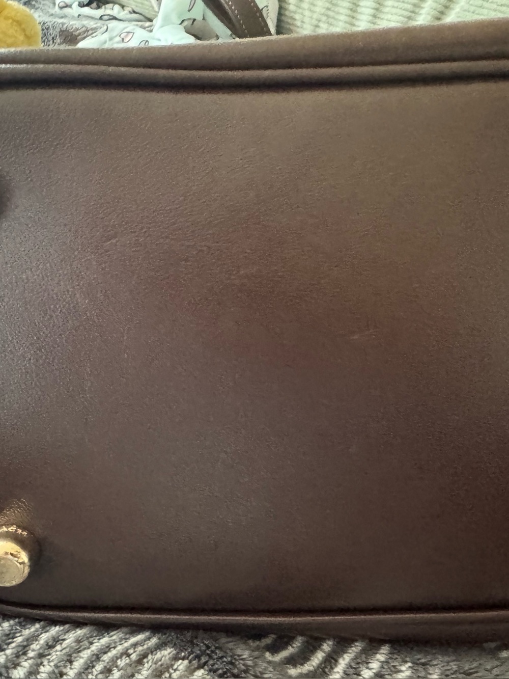 Coach Dark Brown Leather Zip Wristlet with Gold Hardware